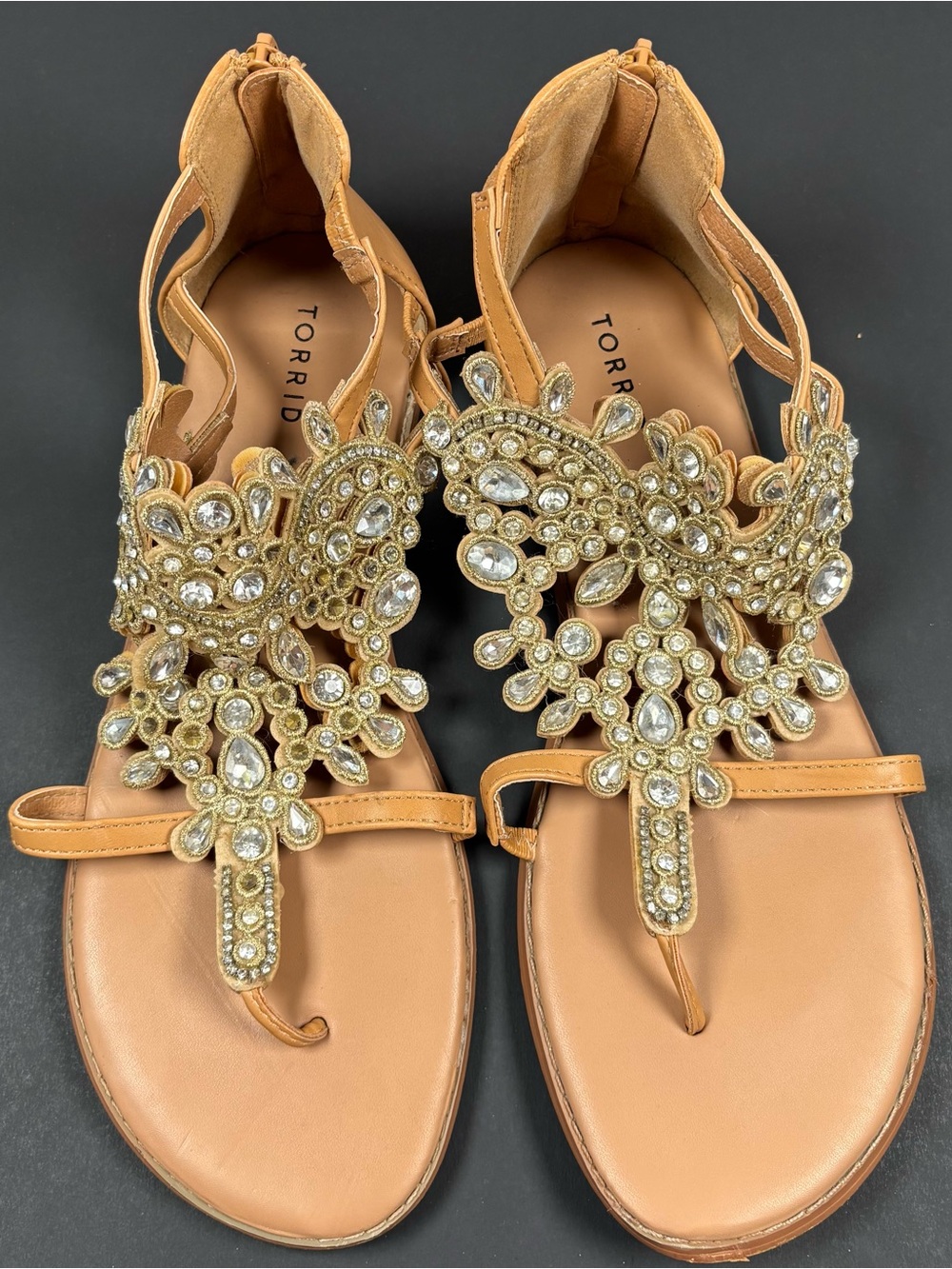 Torrid Sandals Sz 11 - 12 Rhinestone Gladiator Halloween Greek Goddess Cleopatra